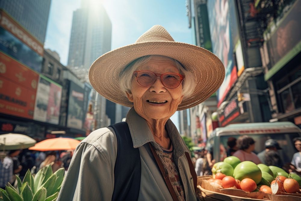 Old asian lady portrait street adult. 