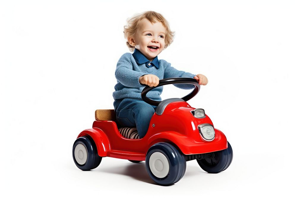 Boy Driving Toy Car tricycle portrait vehicle. AI generated Image by rawpixel.