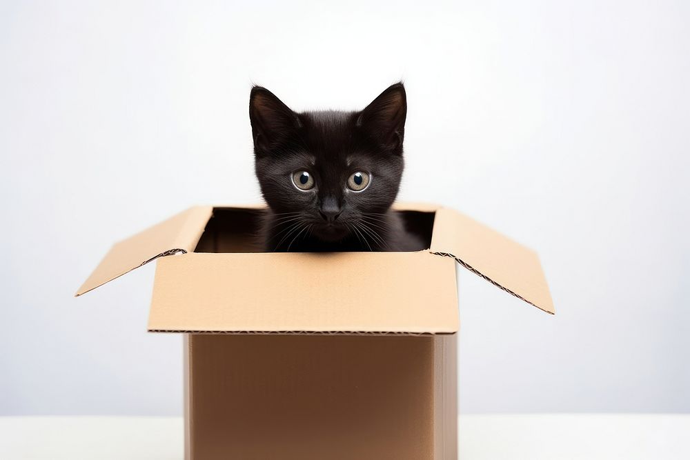 Kitten box cardboard mammal. AI generated Image by rawpixel.