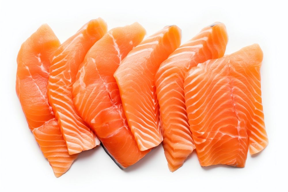 Salmons seafood slice white background. AI generated Image by rawpixel.