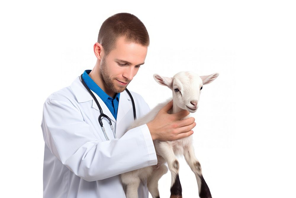 Veterinarian hands checking goat livestock animal mammal. AI generated Image by rawpixel.