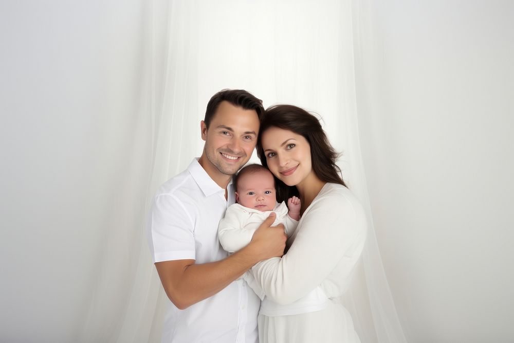 Newborn portrait smiling family. AI generated Image by rawpixel.
