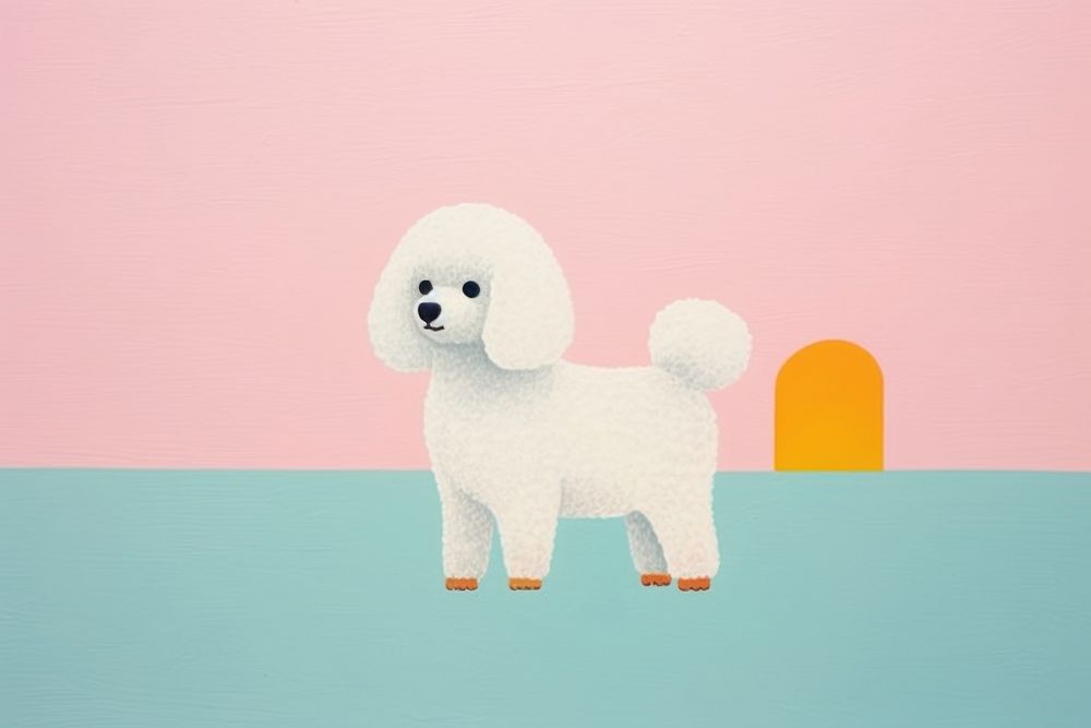 White Poodle dog art animal mammal. AI generated Image by rawpixel.