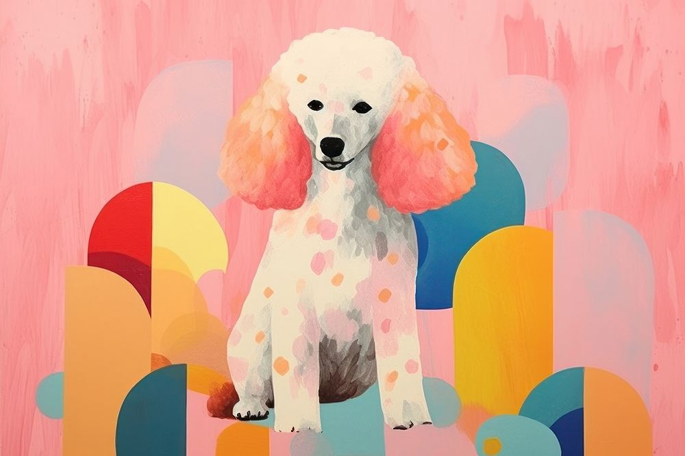 Poodle dog poodle painting mammal. AI generated Image by rawpixel.