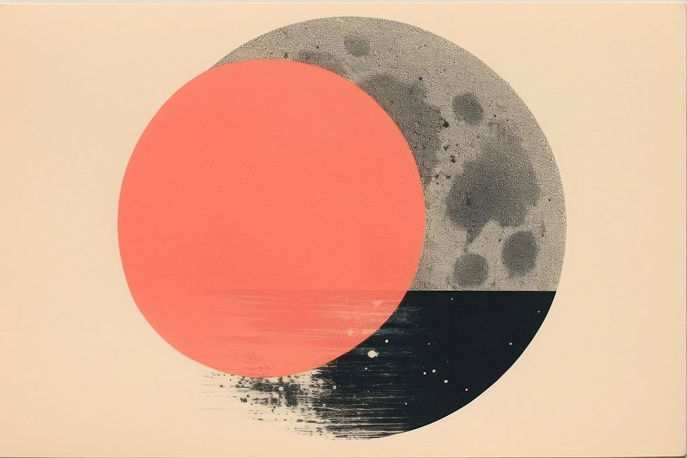 Ripped paper collage moon art tranquility. AI generated Image by rawpixel.
