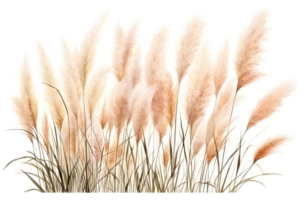 Pampas grass bushes plant white background vegetation. AI generated Image by rawpixel.