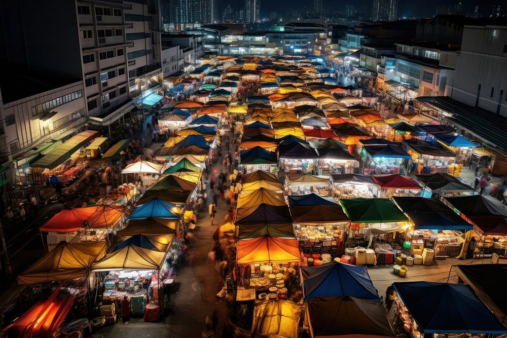 Night market architecture cityscape outdoors. AI generated Image by rawpixel.