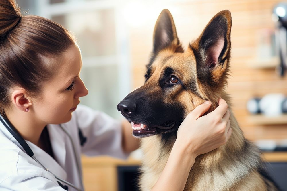 Veterinarian examining veterinarian dog mammal. AI generated Image by rawpixel.