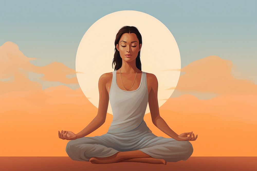 South asian woman meditating sports adult. AI generated Image by rawpixel.