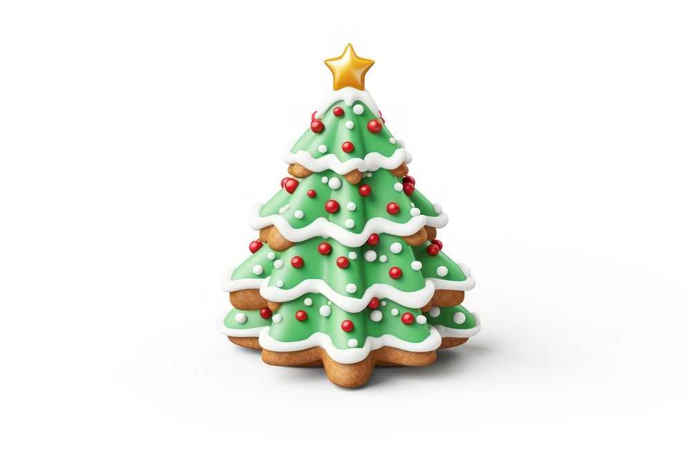 Christmas tree cookie dessert food white background. AI generated Image by rawpixel.