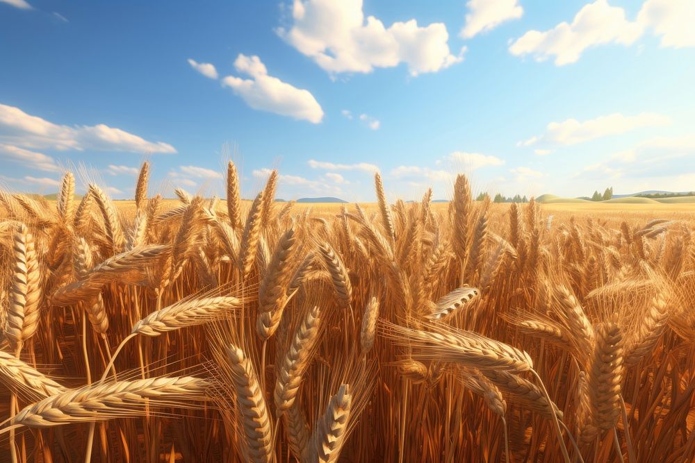 Wheat field agriculture landscape outdoors. AI generated Image by rawpixel.