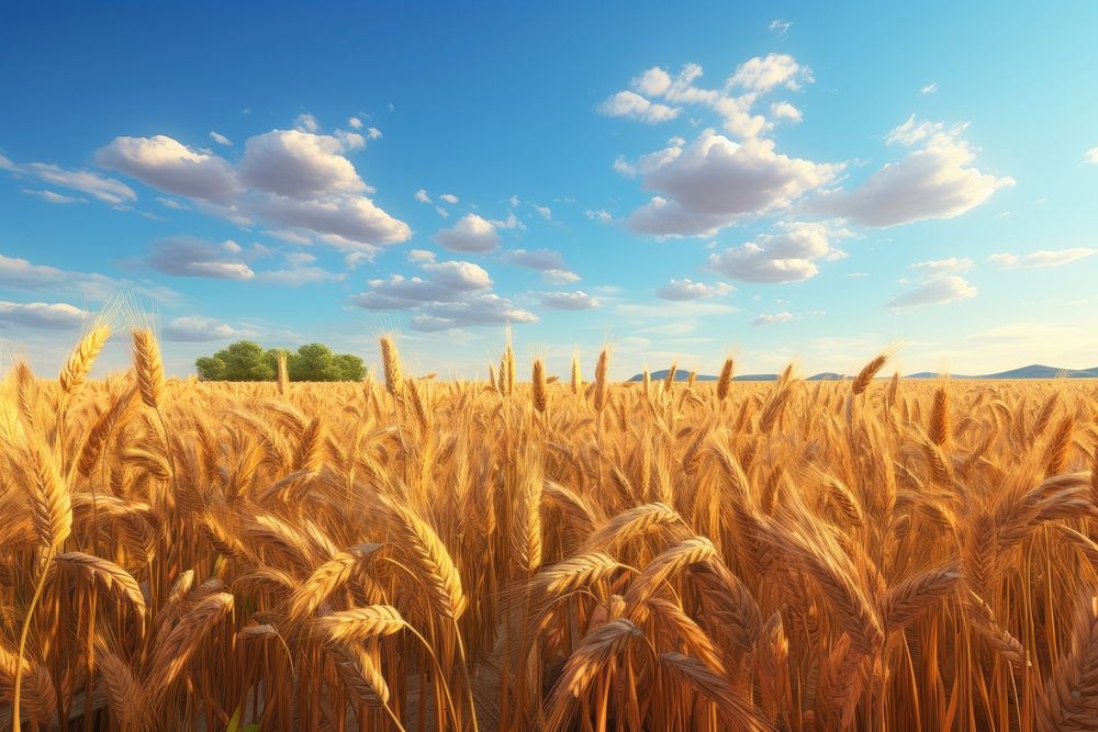 Wheat field landscape outdoors horizon. AI generated Image by rawpixel.