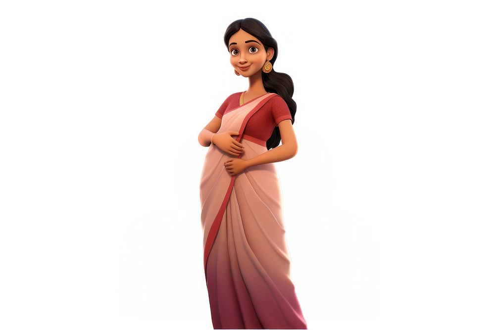 Indian pregnant woman cartoon dress adult. AI generated Image by rawpixel.