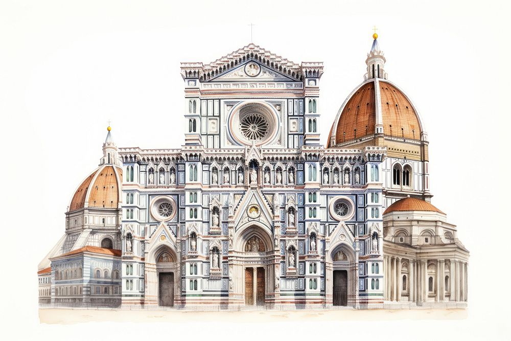 Florence Cathedral drawing architecture cathedral. AI generated Image by rawpixel.
