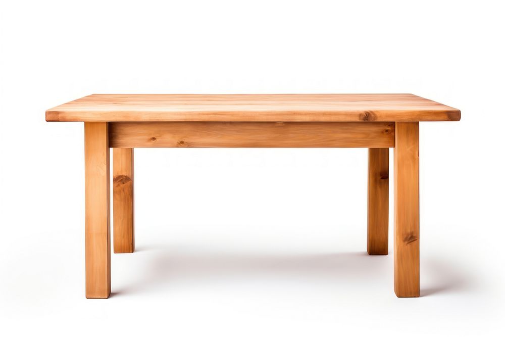 Wooden table furniture bench white background. AI generated Image by rawpixel.