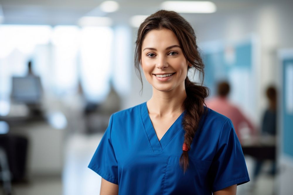 Hospital standing smiling nurse. AI generated Image by rawpixel.