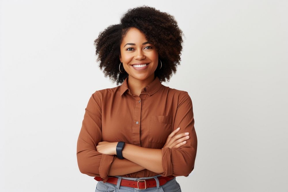 Woman portrait standing smiling. AI generated Image by rawpixel.