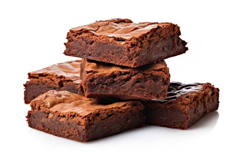 Chocolate brownies dessert food white background. AI generated Image by rawpixel.