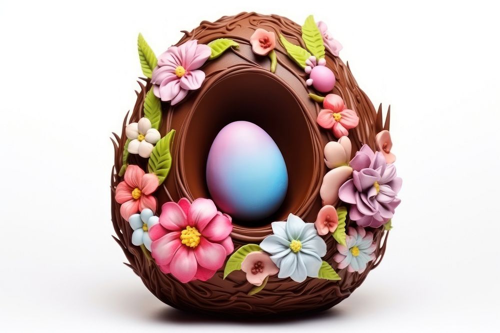 Easter egg flower food white background. AI generated Image by rawpixel.