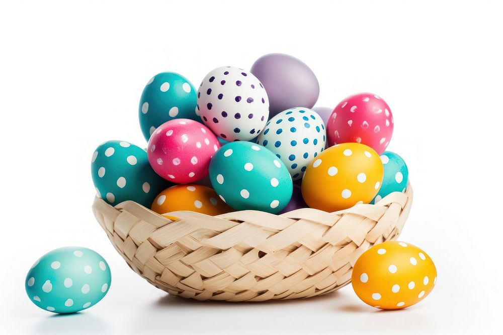 Easter eggs painted basket balloon easter. AI generated Image by rawpixel.