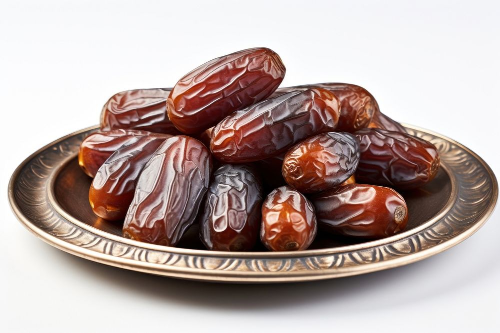 Fresh date fruits plate food white background. AI generated Image by rawpixel.