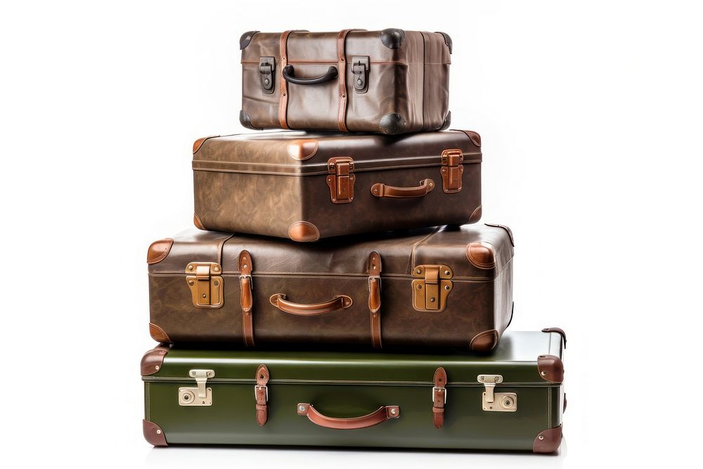 Large suitcases luggage handbag white background. 