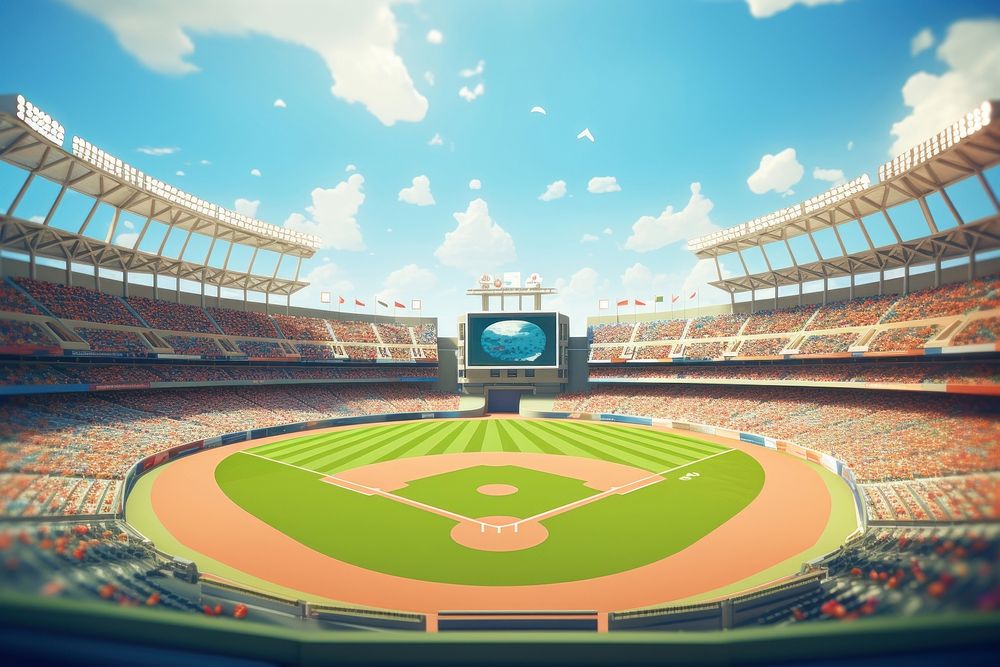 Baseball arena sports architecture competition. AI generated Image by rawpixel.