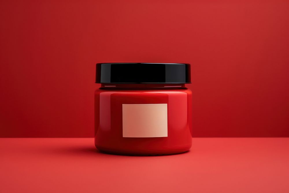 Cosmetic jar cosmetics red container. AI generated Image by rawpixel.