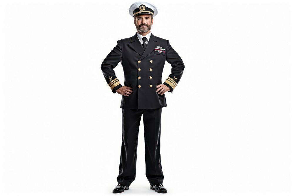 Captain adult white background protection. AI generated Image by rawpixel.