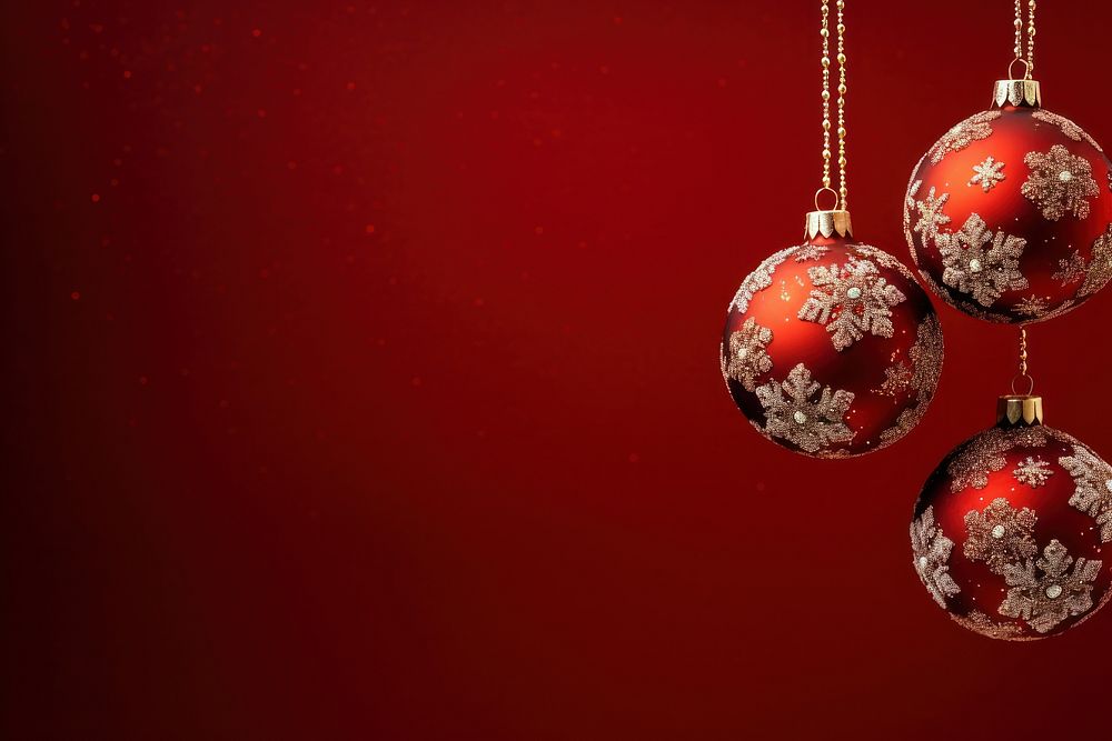 Red Christmas baubles background. AI generated Image by rawpixel.