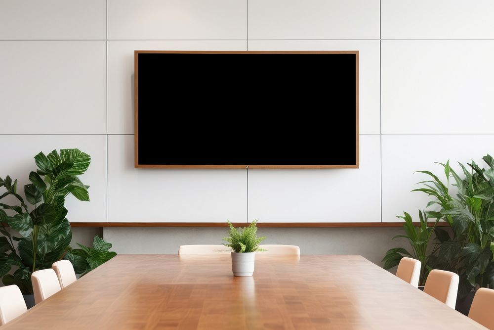 Blank tv screen office table room. AI generated Image by rawpixel.