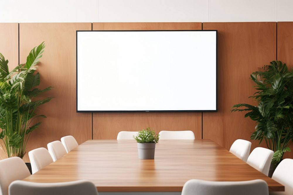 Blank tv screen room furniture office. 