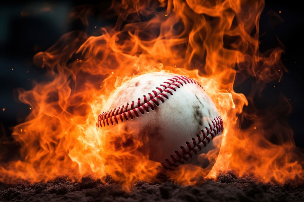 Baseball fire sphere sports. AI generated Image by rawpixel.