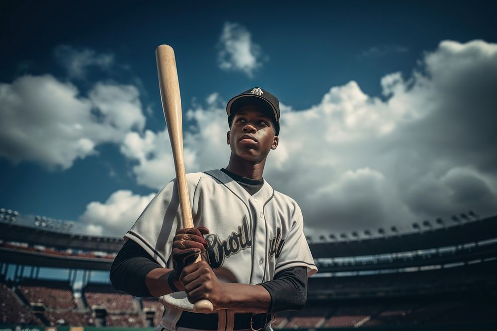 Baseball player outdoors athlete sports. AI generated Image by rawpixel.