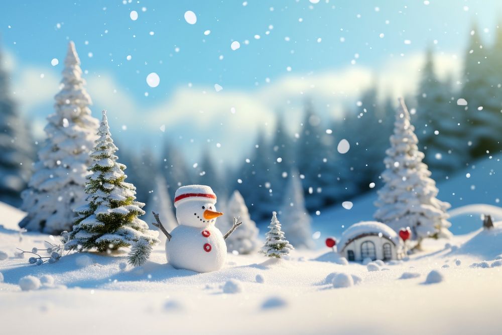 Christmas decoration snow outdoors snowman. AI generated Image by rawpixel.