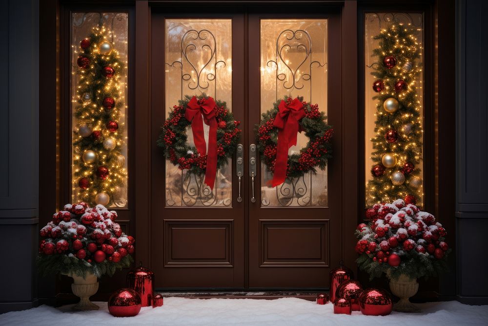 Christmas decoration door christmas decorations architecture. AI generated Image by rawpixel.