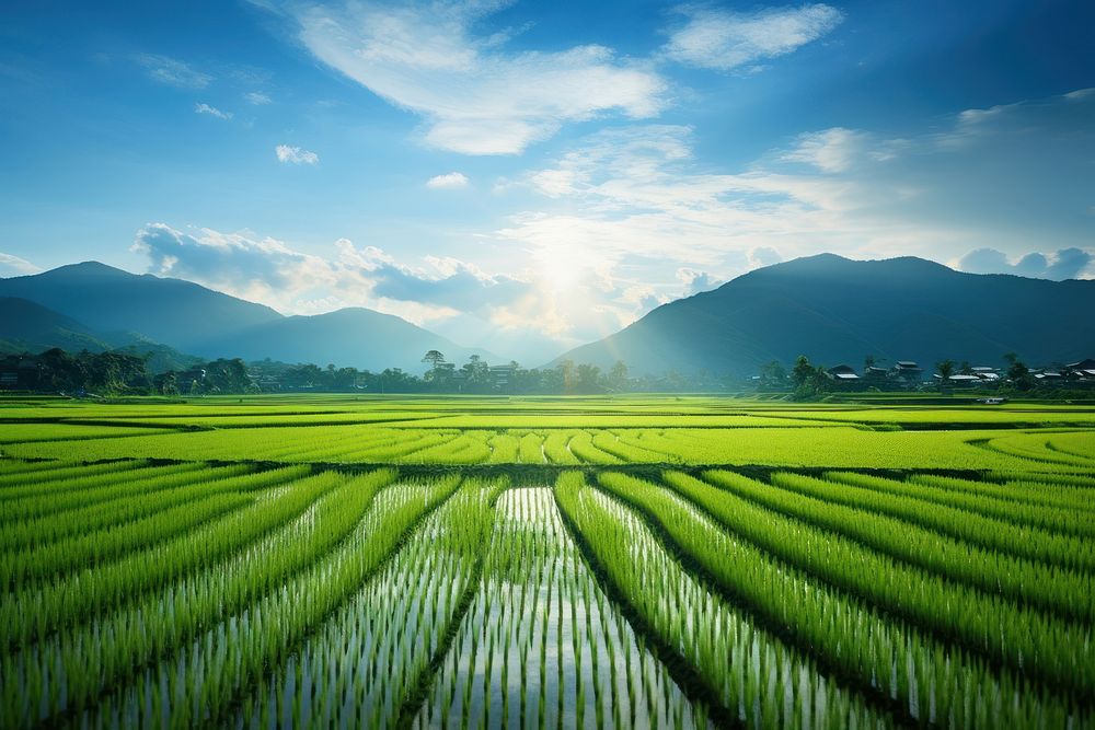 Rice field outdoors nature farm. AI generated Image by rawpixel.