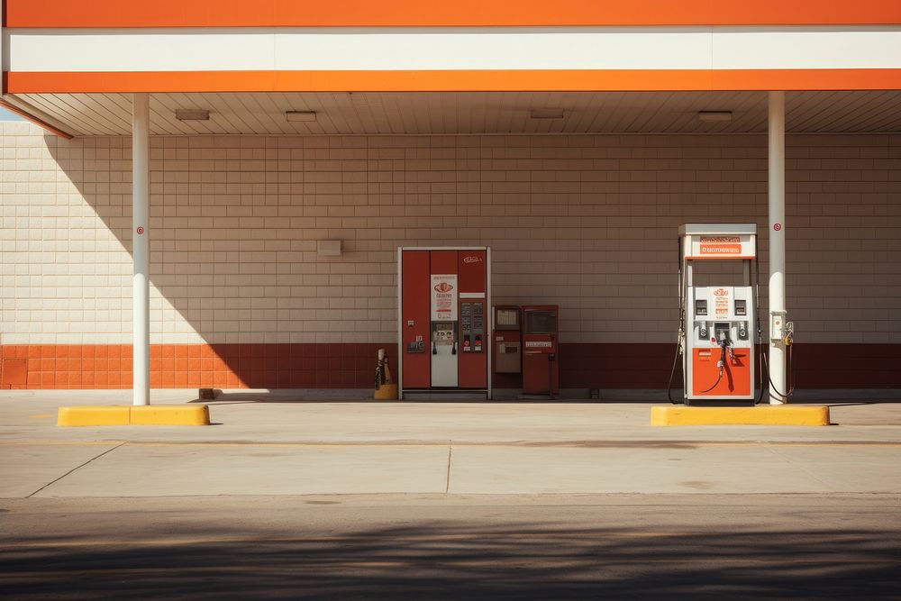 Gas station architecture outdoors entrance. 