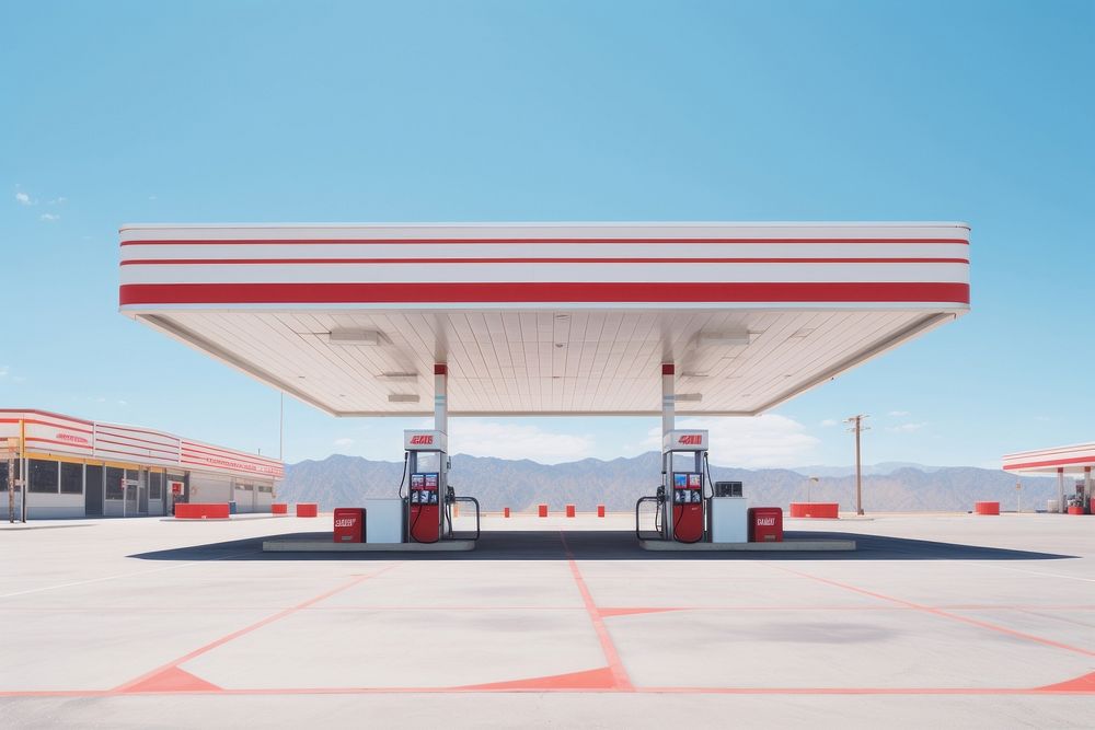 Gas station car architecture petroleum. 