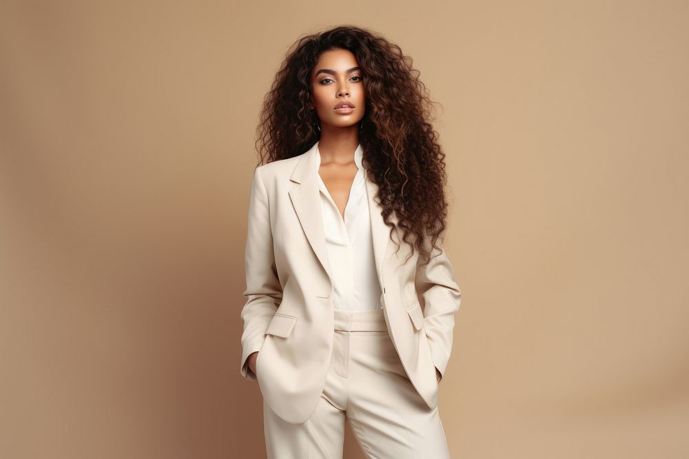 White suit portrait fashion female. AI generated Image by rawpixel.