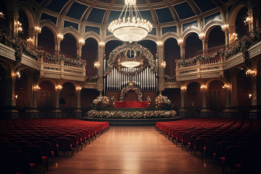 Christmas decoration architecture auditorium chandelier. 