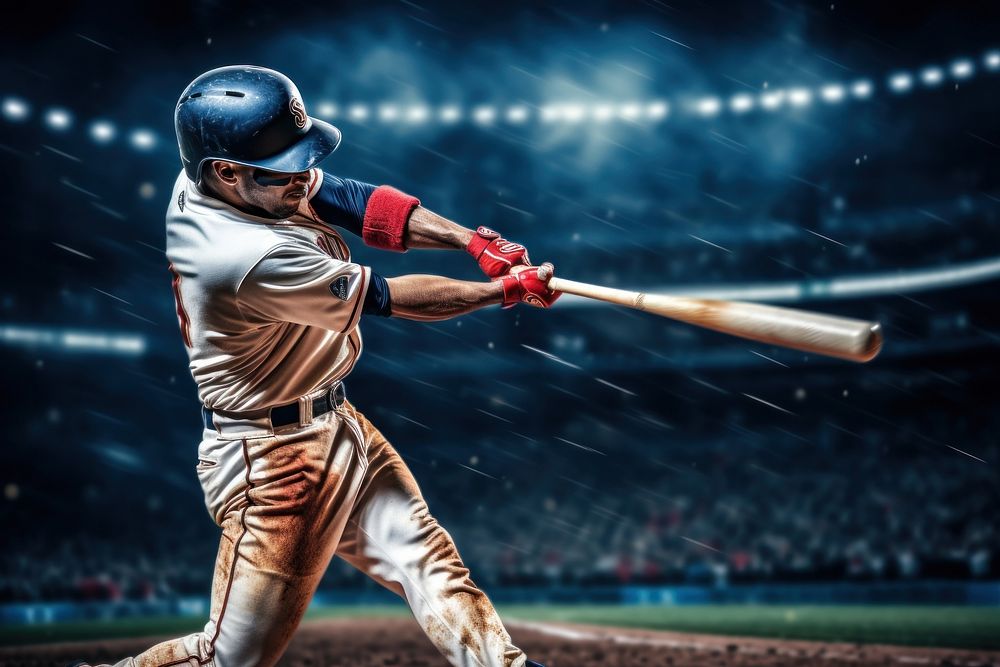 Baseball player swing softball sports glove. AI generated Image by rawpixel.