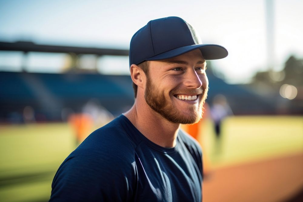 Baseball player portrait smiling adult. AI generated Image by rawpixel.