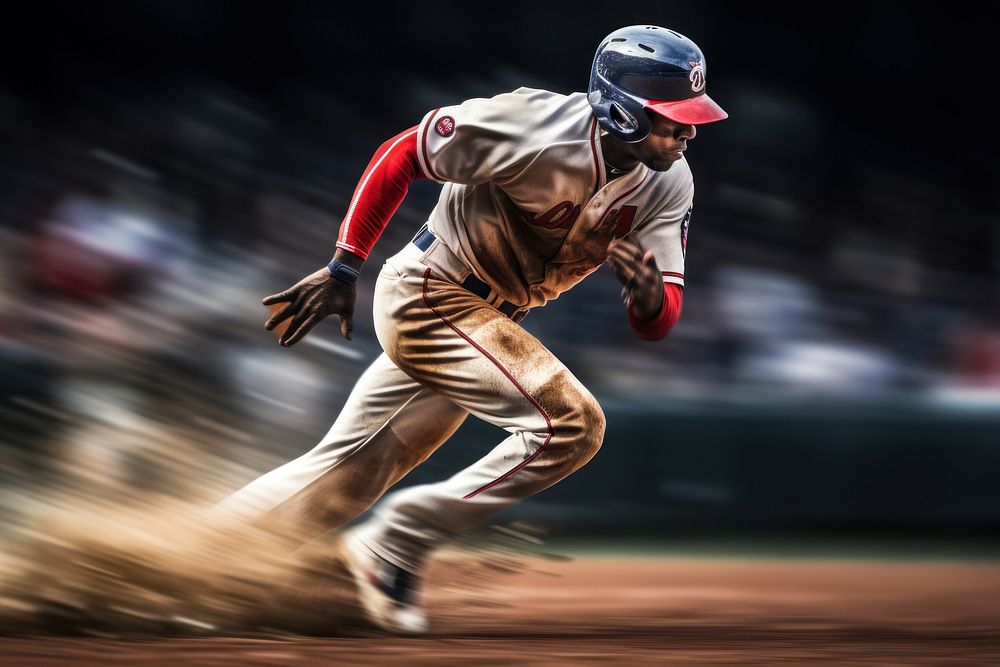 Baseball player sprint athlete helmet sports. AI generated Image by rawpixel.