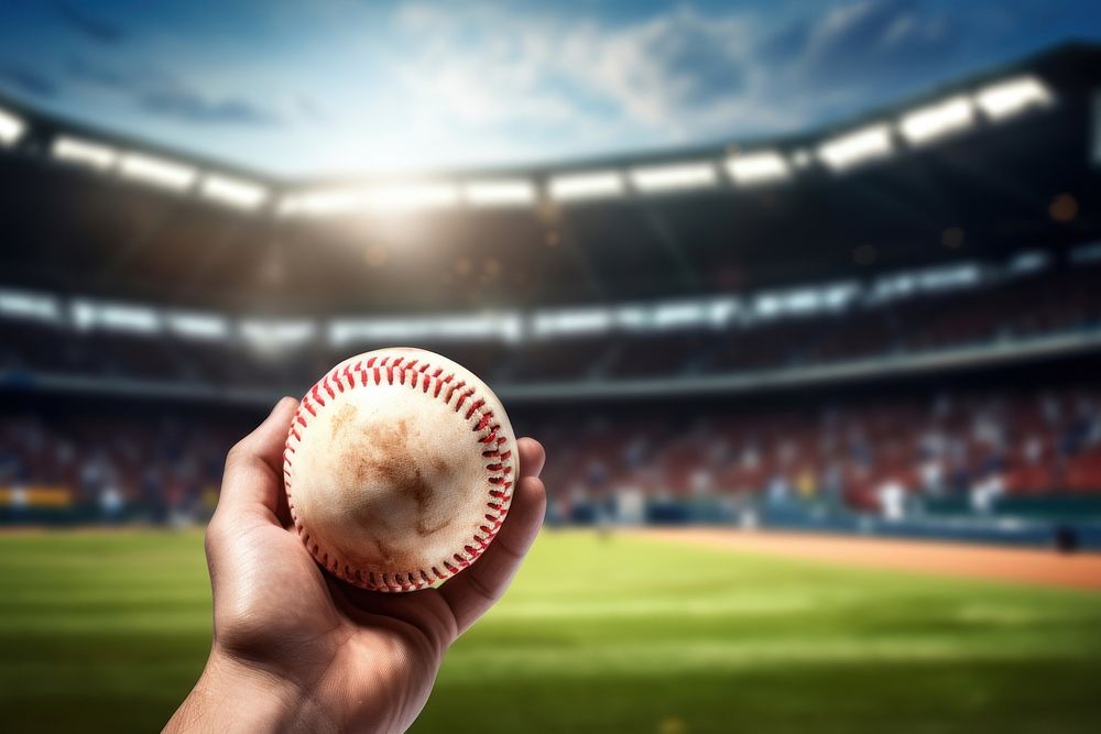 Baseball player baseball softball stadium. AI generated Image by rawpixel.
