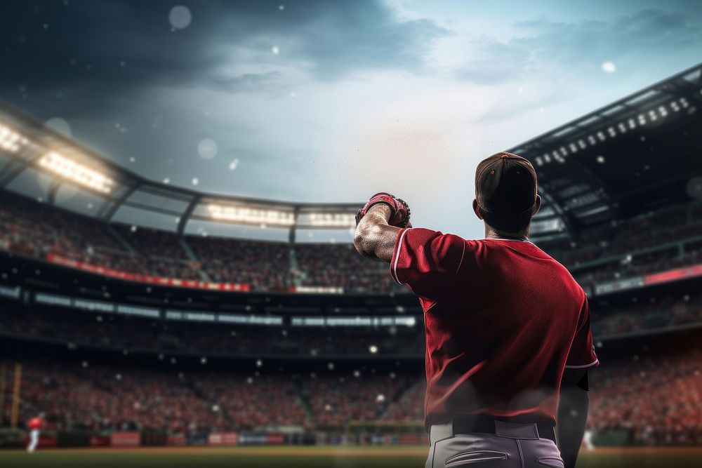 Baseball player baseball stadium sports. AI generated Image by rawpixel.