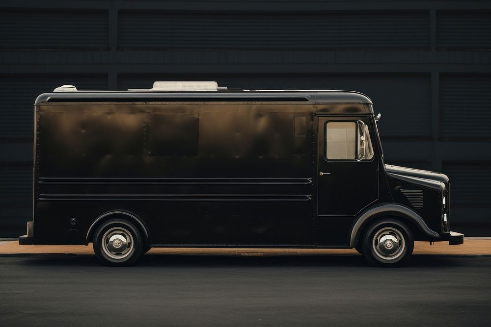 Food truck vehicle black van. 