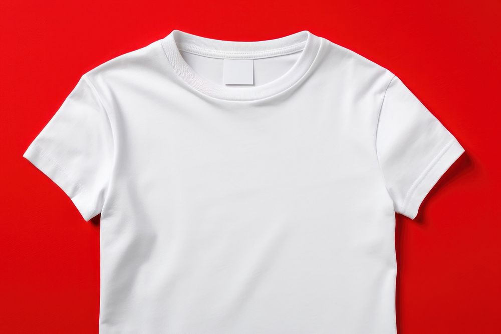 White t-shirt clothing sleeve red. AI generated Image by rawpixel.