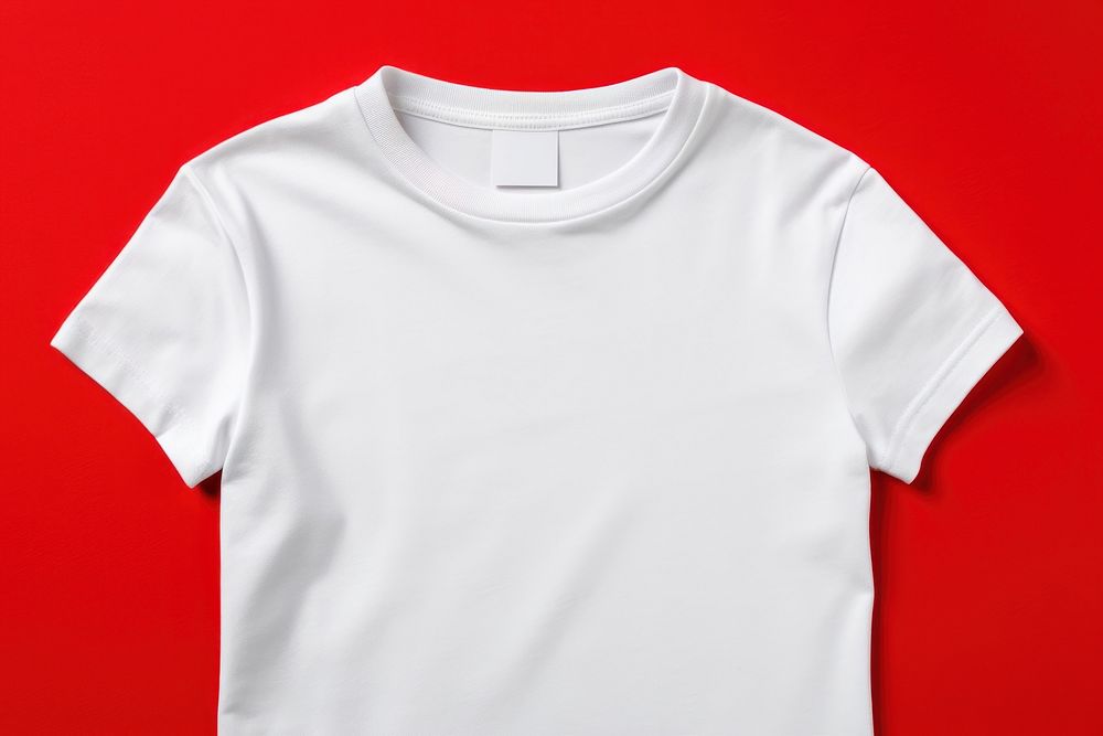 White t-shirt clothing sleeve red. 