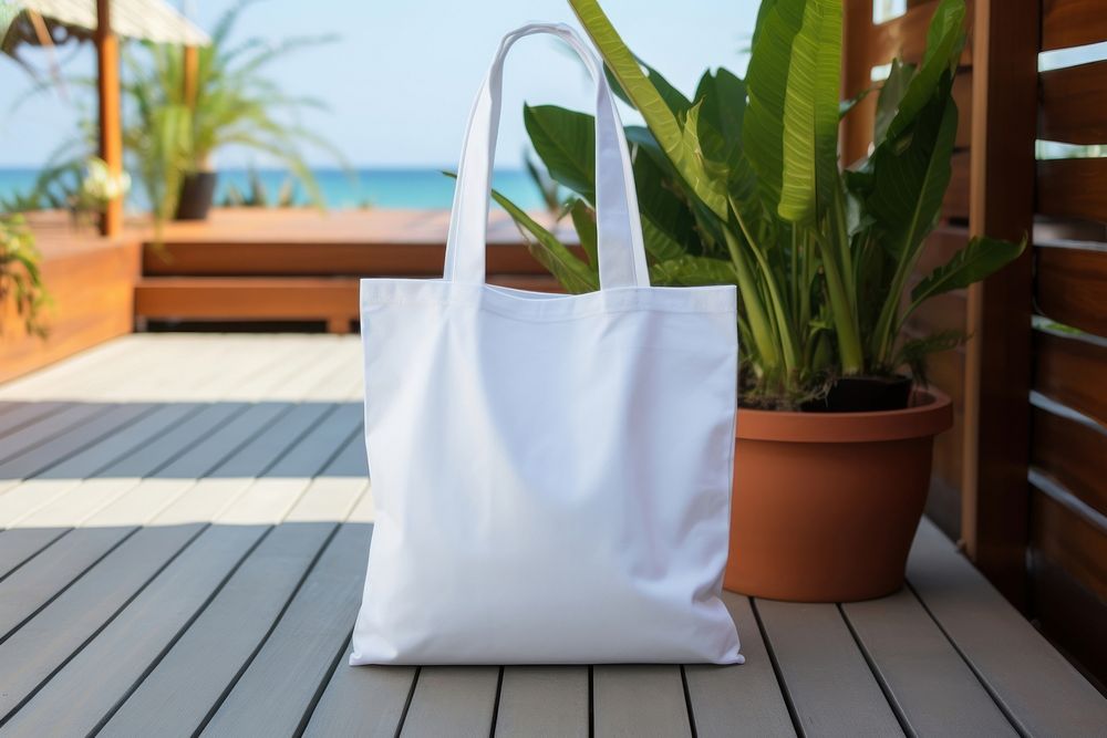 Tote bag handbag plant white. AI generated Image by rawpixel.